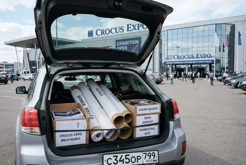 Доставка полиграфической продукции и баннеров на выставки в Крокус Экспо и Экспоцентр